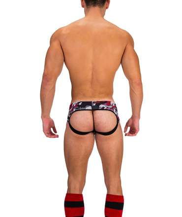 Jockstrap Barcode Backless Boot Camp Cinzento Vermelho,126007