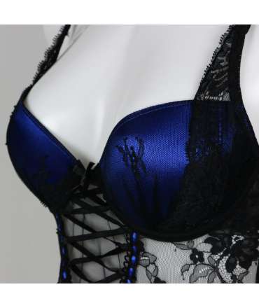 Babydoll Azul com Fitas de Cetim Cruzadas,160025