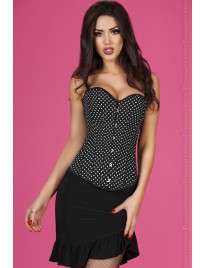 Corset Chilirose Black with White Polka dots 161058