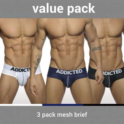 Pack 3 Cuecas Addicted Mesh Brief Push Up,500089