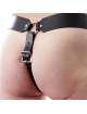 Chastity belt Men's Leather with Harness for Plug Anal 143010