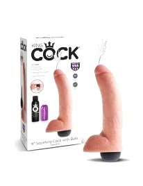 Dildo with Ejaculation and Testicles King Cock Squirting Cock with Balls Beige 18 cm 234005