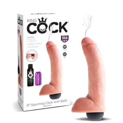 Dildo com Ejaculação e Testículos King Cock Squirting Cock with Balls Bege 18 cm,234005