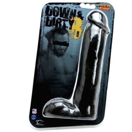 Dildo Wildfire Down & Dirty Preto 22,5 cm em PVC,234011