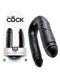 Dildo Duplo Realístico Large Double Trouble King Cock Preto 18 cm,224004