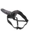 Strap-on Hollow Real Rapture Air Feeling Black 20 cm 150014