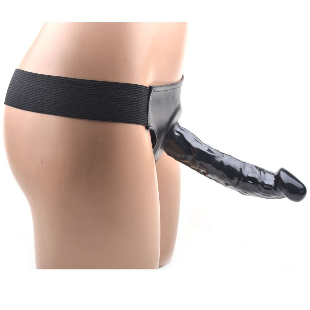 Strapon Dildo Black Latex Male Underwear Strap on Hollow Penis