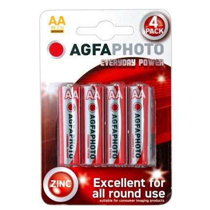 Pack 4 Batteries Zinc AGFA Photo Everyday Power R6 AA 1.5 V MIGNON