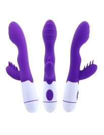 Vibrador Rabbit Double Love Silicone Roxo 21 cm,210042