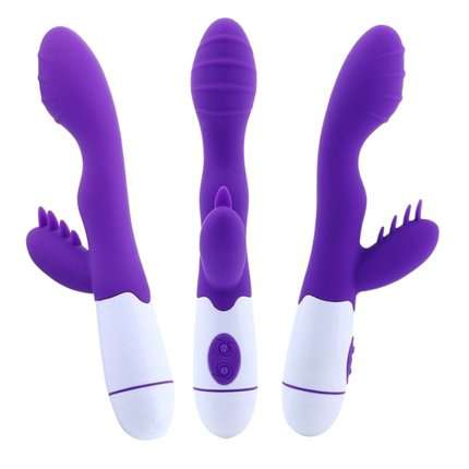 Vibrador Rabbit Double Love Silicone Roxo 21 cm,210042