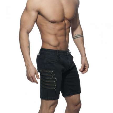 Calções Addicted Zippers Short Jeans Preto,500152