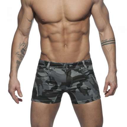 Calções Addicted Camo Jeans Short Camuflagem Cinza,500154