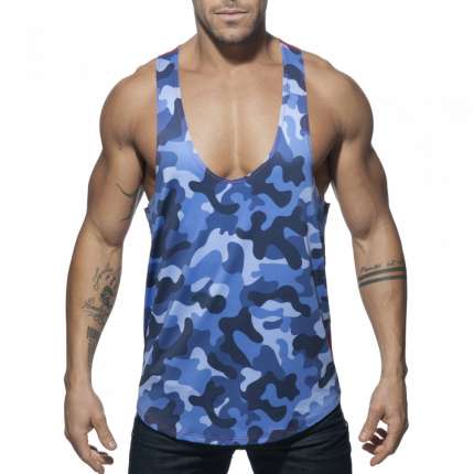 Sleeve Armhole Addicted Station Wagon Camo Tank Top Camouflage Navy Blue 500169