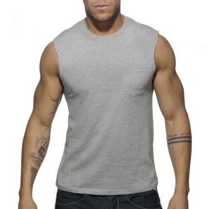 Sleeve Armhole Addicted Basic Tank Top Gray 500173