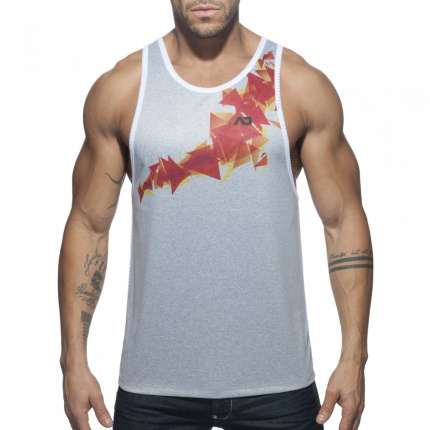 Manga Cava Addicted Geoback Tank Top Branco,500179