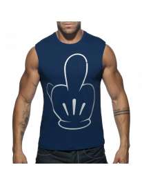 Manga Cava Addicted Fuck Tank Top Azul Marinho,500182