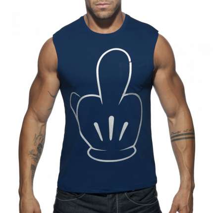 Manga Cava Addicted Fuck Tank Top Azul Marinho,500182