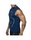 Sleeve Armhole Addicted Fuck Tank Top Navy Blue 500182