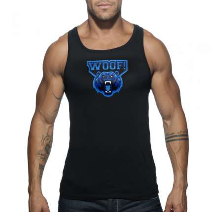 Manga Cava Addicted Woof Tank Top Preto,500184