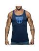 Sleeve Armhole Addicted Woof Tank Top Navy Blue 500185