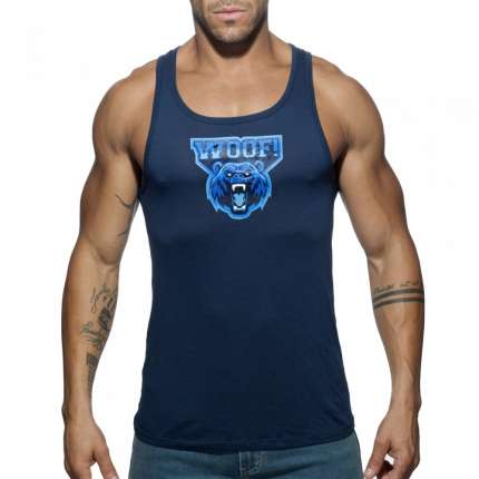 Manga Cava Addicted Woof Tank Top Azul Marinho,500185